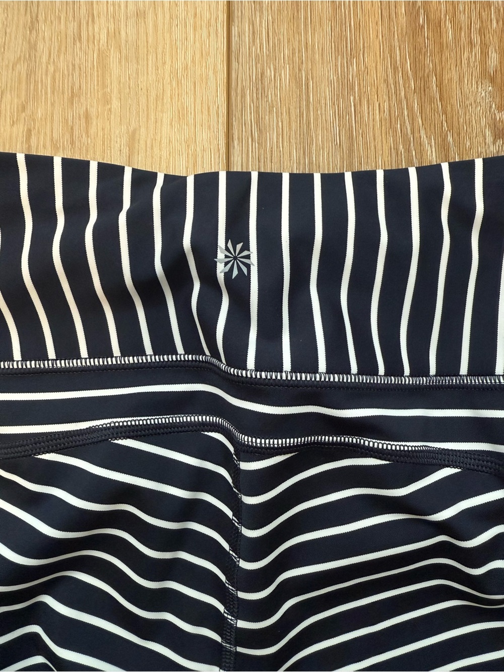 Athleta blue and white striped leggings. Never worn. - Picture 4 of 5